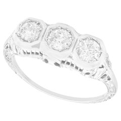 1920s antique 1.03 Carat Diamond and 18K White Gold Trilogy Ring