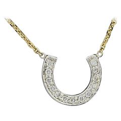 Diamond Two Color Gold Horseshoe Necklace 