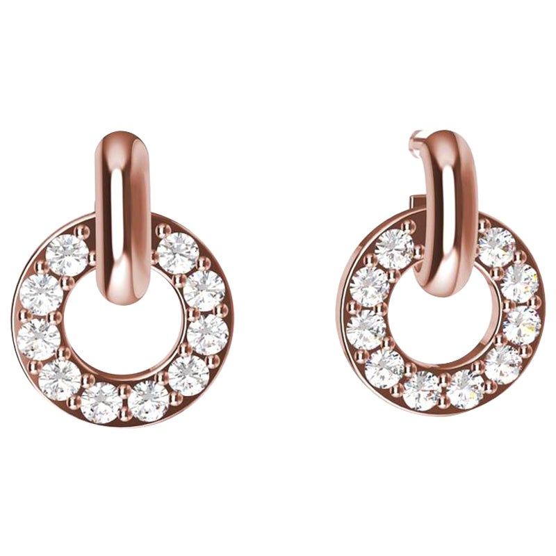 18 Karat Pink Gold Diamond Hoop Dangle Earrings