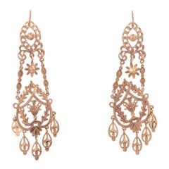 Pair of Antique Gold Pendent Earrings circa 1890