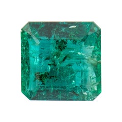 Certified Loose Gem 9.78 Carat Octagon Faceted Cut Natural Zambia Emerald
