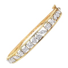 Fancy Shape Diamond Bangle Bracelet 18KT Yellow Gold