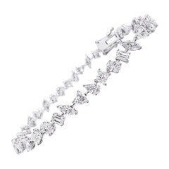 Bracelet en or blanc 18 carats avec diamants de forme fantaisie 