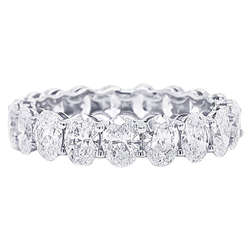 3.50 Carat Oval Eternity Band 18K Gold For Sale