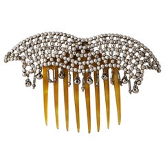 Early Victorian Cut Steel Pave Hair Comb