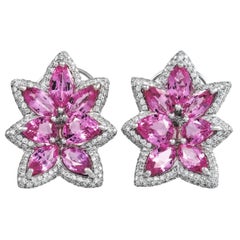 De Grisogono 18K White Gold 1.94 Ct Diamond and Pink Sapphire Earrings