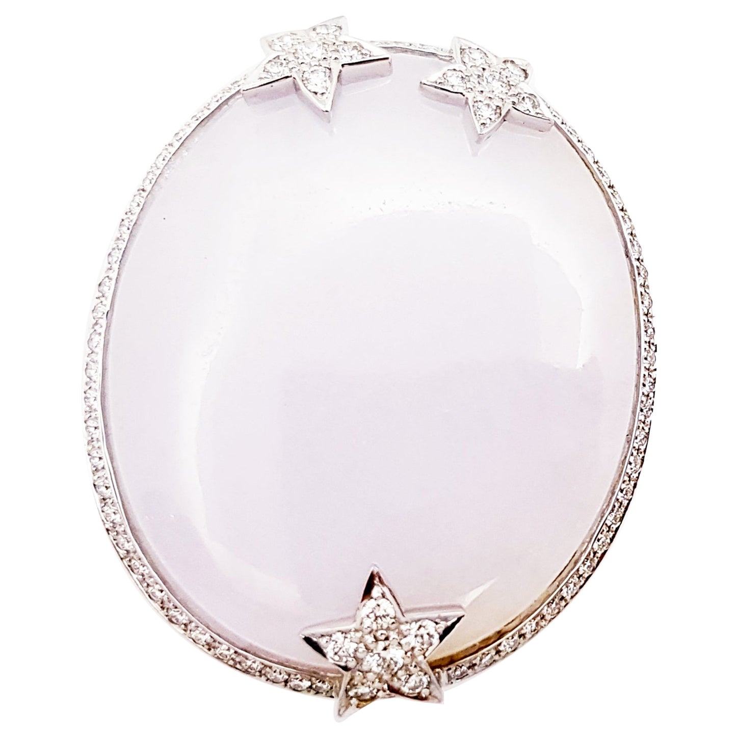 Lavender Jade with Diamond Ring Set in 18 Karat White Gold Settings