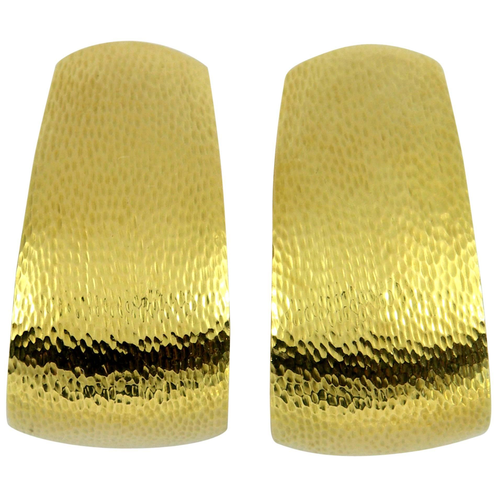 David Webb Hammered Gold Hoop Earrings