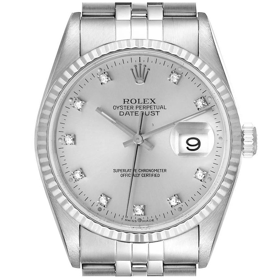 Rolex 16234 Datejust S-Serial Blue Arabic Dial 18k White Gold and Steel ...