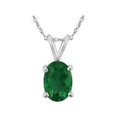 3.29 Ct Weight Oval Shaped Green Color IGITL Certified Emerald Gemstone Pendant