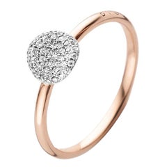 Mini Waves Ring in 18kt Rose and White Gold with White Diamonds