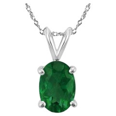 4.43 Ct Weight Oval Shaped Green Color IGITL Certified Emerald Gemstone Pendant