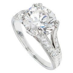 Anello di fidanzamento con gambo diviso in platino con diamante certificato GIA da 4,01 carati