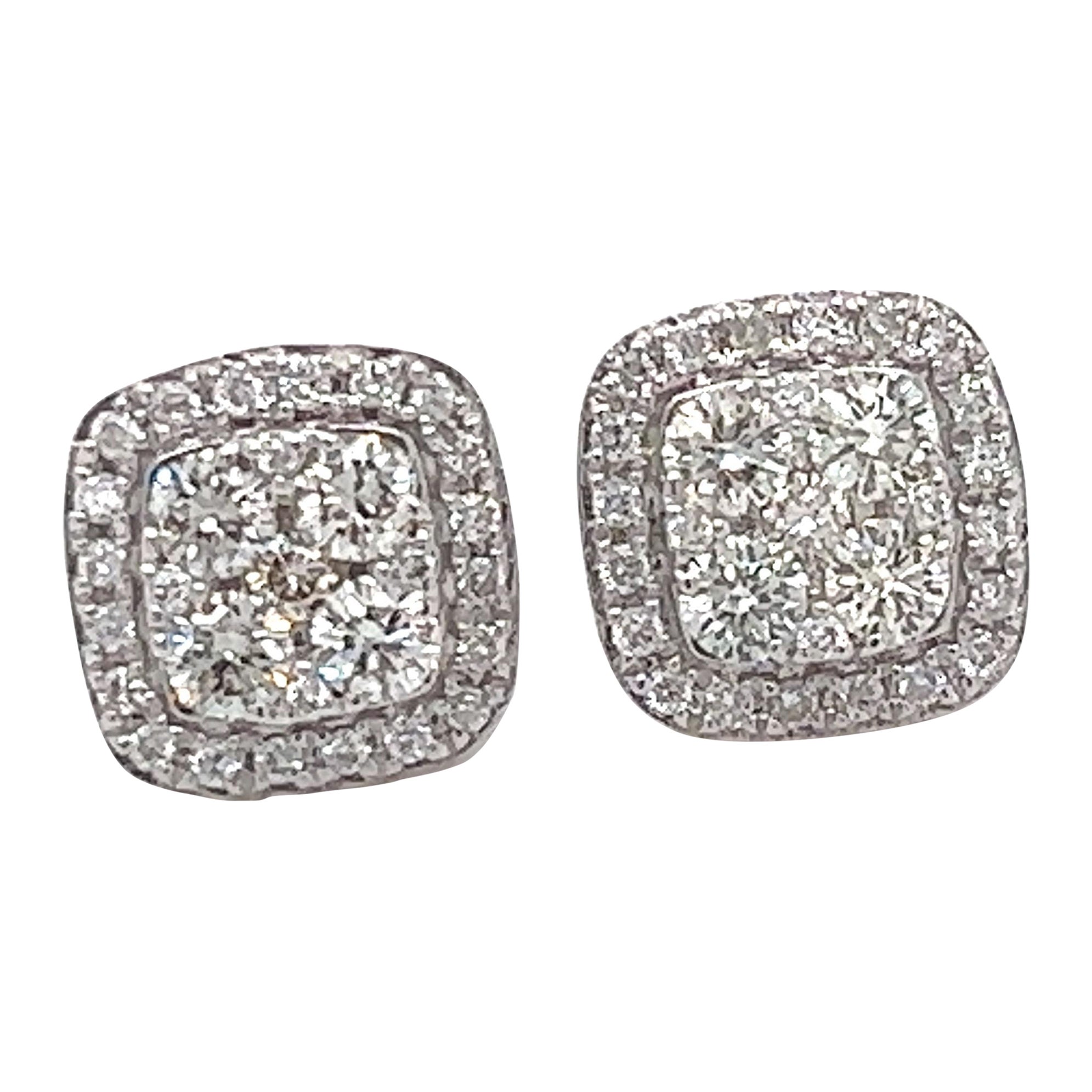 Diamond Pave Cluster Flower Earrings at 1stDibs