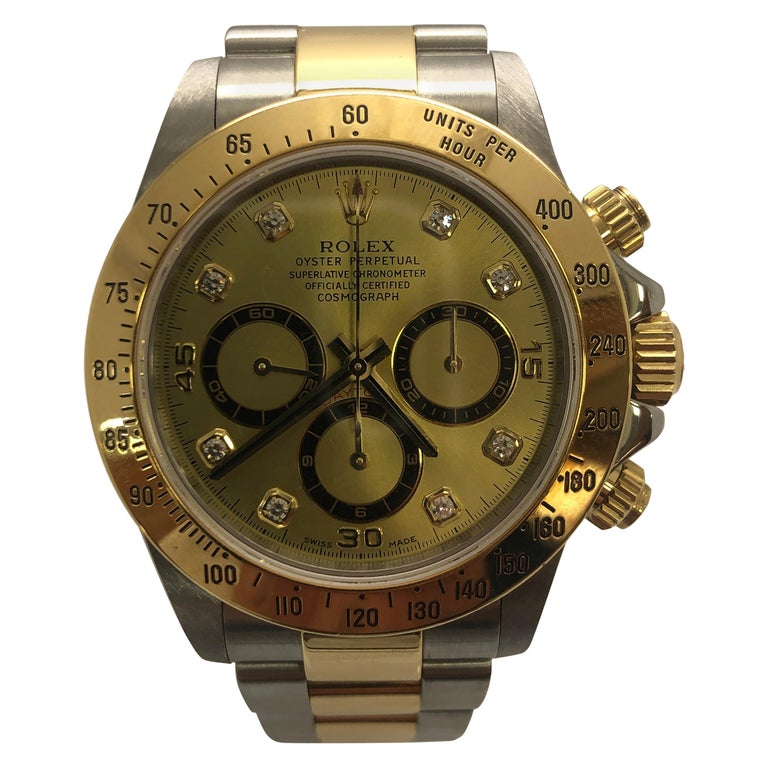 Rolex Daytona Two Tone Silver Diamond Dial Men's Watch For Sale at 1stDibs