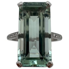 Vintage 6.02ct Fine Boodles Green Blue Emerald Aquamarine & Diamond 18k White Gold Ring