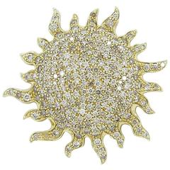 Roberto Coin Champagne and White Diamonds Gold Sun Pendant