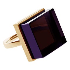 18 Karat Rose Gold Art Deco Style Men Ring with Amethyst, Featured in Vogue