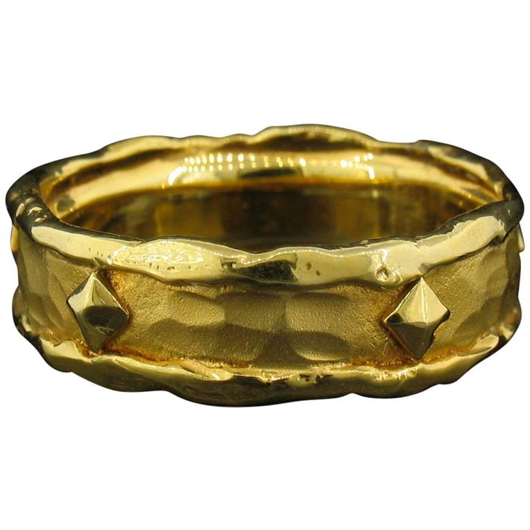 Victor Velyan Gold Band Ring with Nails For Sale