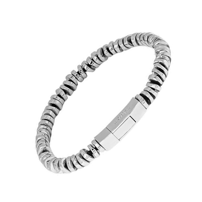 Pure Click Bead Bracelet in Sterling Silver, Size L For Sale