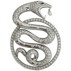 Boucheron Emerald Diamond Gold Trouble Snake Pendant