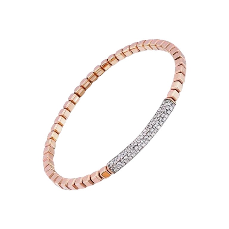 Quadro Multi ID Bracelet with White Diamonds and 18K Rose Gold, Size M For Sale