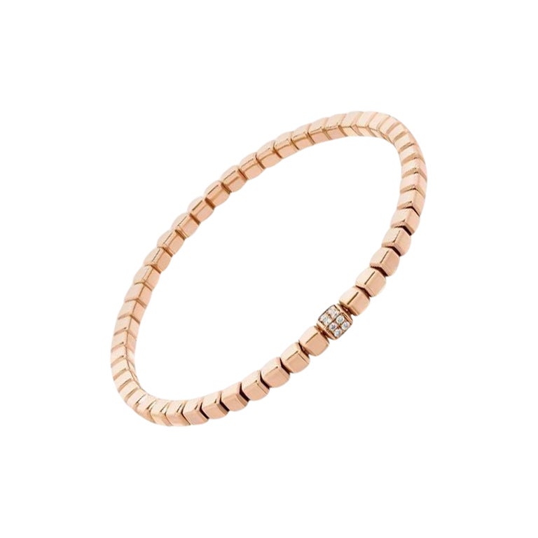 Quadro Cube Bracelet with White Diamonds and 18K Rose Gold, (Large) For Sale