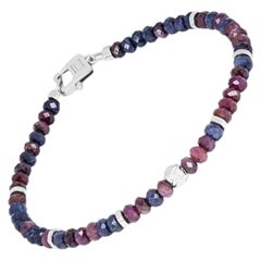 Nodo Bracelet with Red and Blue Sapphires and Sterling Silver, Size L
