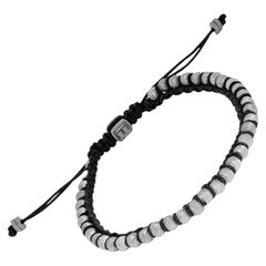 Pulsera Sennit Classico en macramé con baño de rodio de plata de ley, talla M