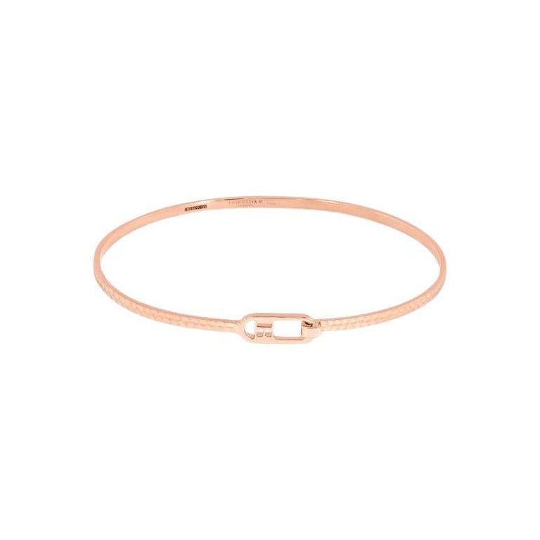 T-Bangle in Hammered 18K Rose Gold, Size S