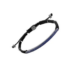Bracelet Windsor avec 139 saphirs bleus en macramé et argent, taille M
