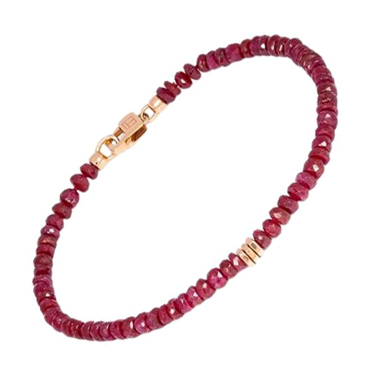 Bracelet de pierres précieuses avec rubis en or rose 18 carats, taille M