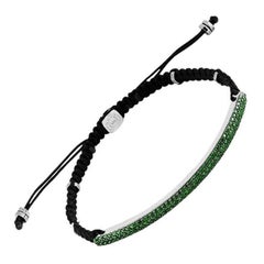 Pulsera Windsor con 139 esmeraldas en macramé y plata de ley, talla S