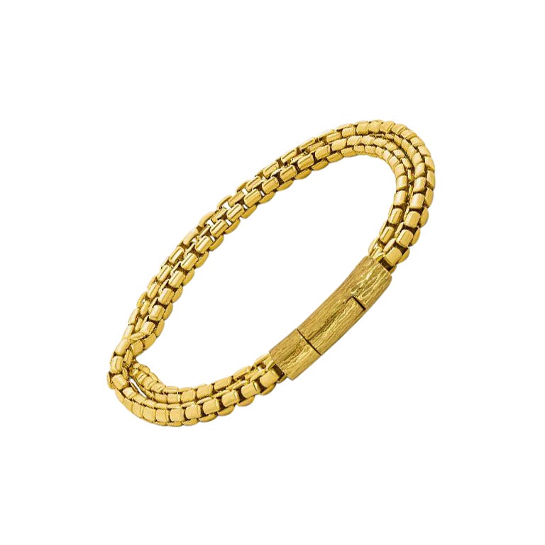Graffiato Catena Bracelet in Yellow Gold Plated Sterling Silver, Size S For Sale