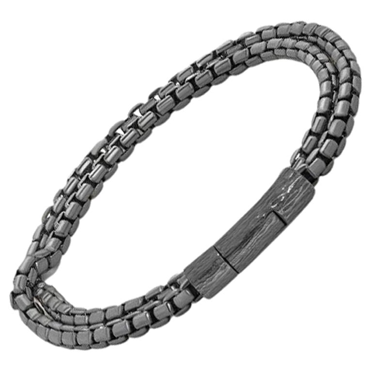 Graffiato Catena-Armband aus schwarz rhodiniertem Sterlingsilber, Größe M