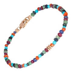 Bracelet de pierres précieuses avec pierres multicolores en or rose 18 carats, taille M