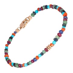 Precious Stone Bracelet with Multi-Colour Stones in 18K Rose Gold, Size L