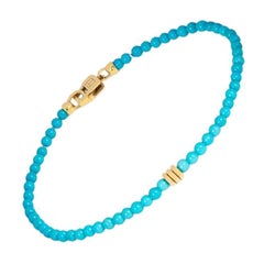 Precious Stone Bracelet with Turquoise in 18K Gold, Size L