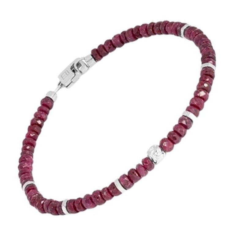 Nodo Bracelet with Ruby and Sterling Silver, Size L For Sale