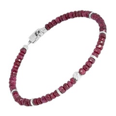 Nodo Bracelet with Ruby and Sterling Silver, Size L