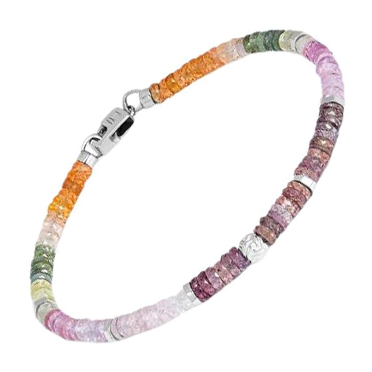 Nodo Bracelet with Multi-Colour Sapphire and Sterling Silver, Size Medium