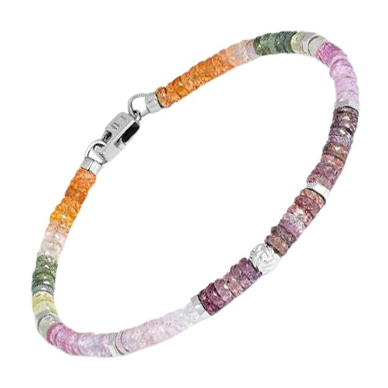 Nodo Bracelet with Multi-Colour Sapphire and Sterling Silver, Size L For Sale