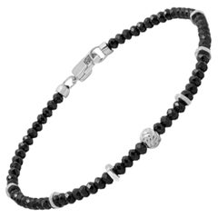 Nodo Bracelet with Black Spinel and Sterling Silver, Size L