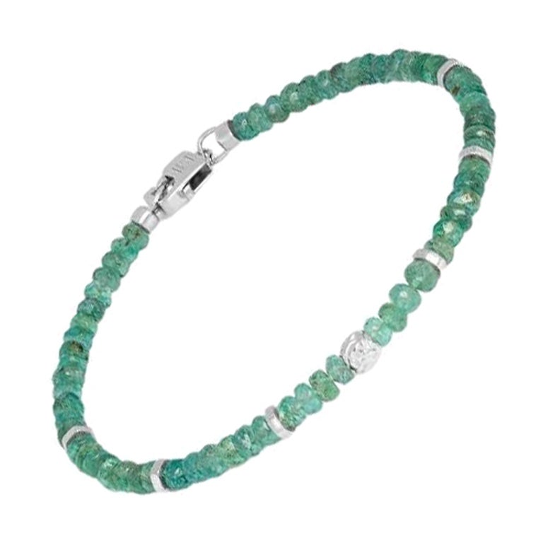 Nodo Bracelet with Emerald and Sterling Silver, Size S For Sale