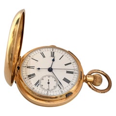 Fine 18 Karat Gold Full Hunter Chronograph and Quarter Repeating Pocket Watch