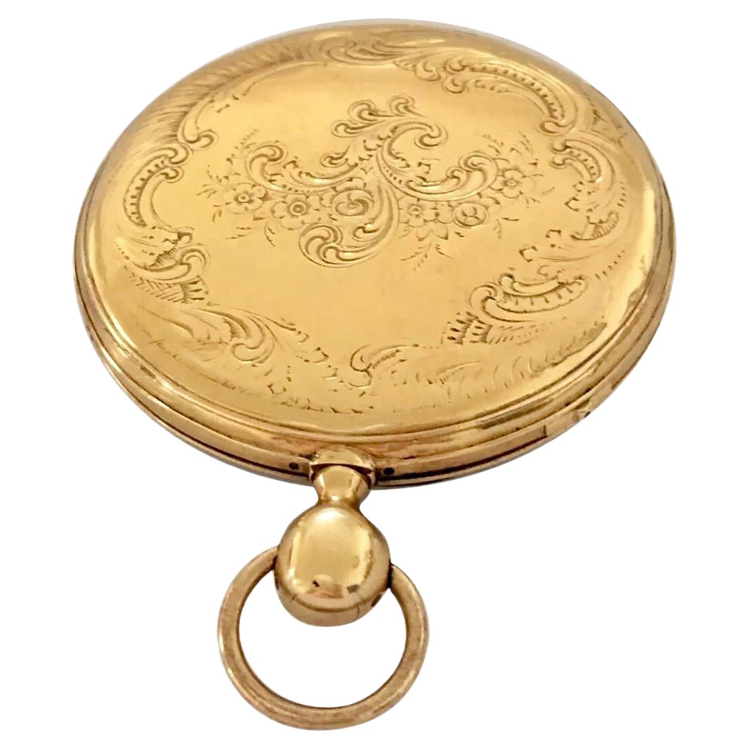 18 Karat Gold Antique Quarter Repeater Pocket Watch For Sale