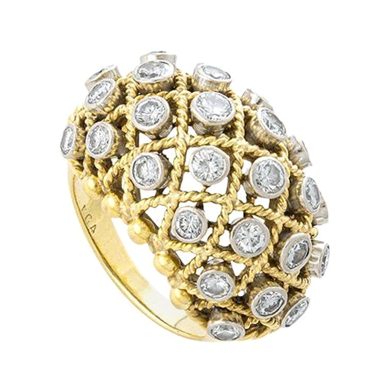 Bague en or jaune 18k avec diamant, années 1950