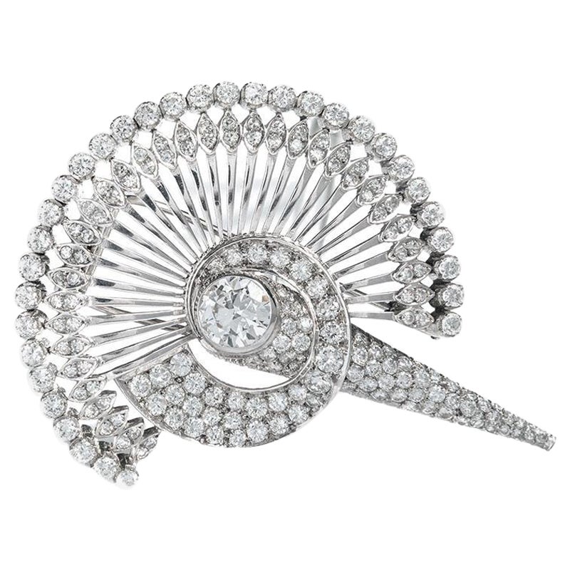 Retro Diamond Brooch, 1940s For Sale