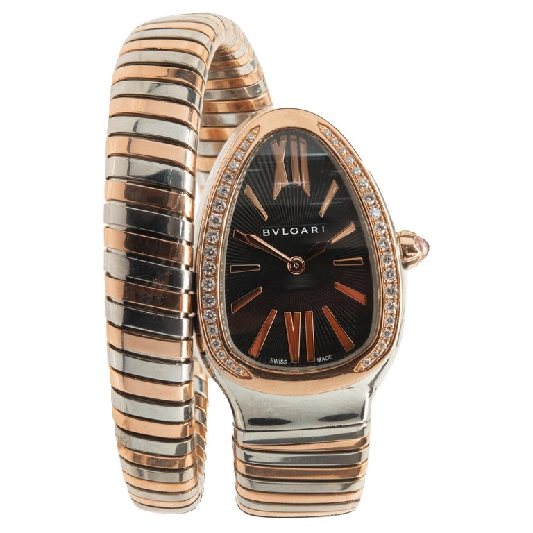 Bulgari Stainless Steel and 18 Karat Rose Gold Serpenti Tubogas For Sale at  1stDibs | preowned bulgari watch, serpenti tubogas watch rose gold, bvlgari serpenti  watch