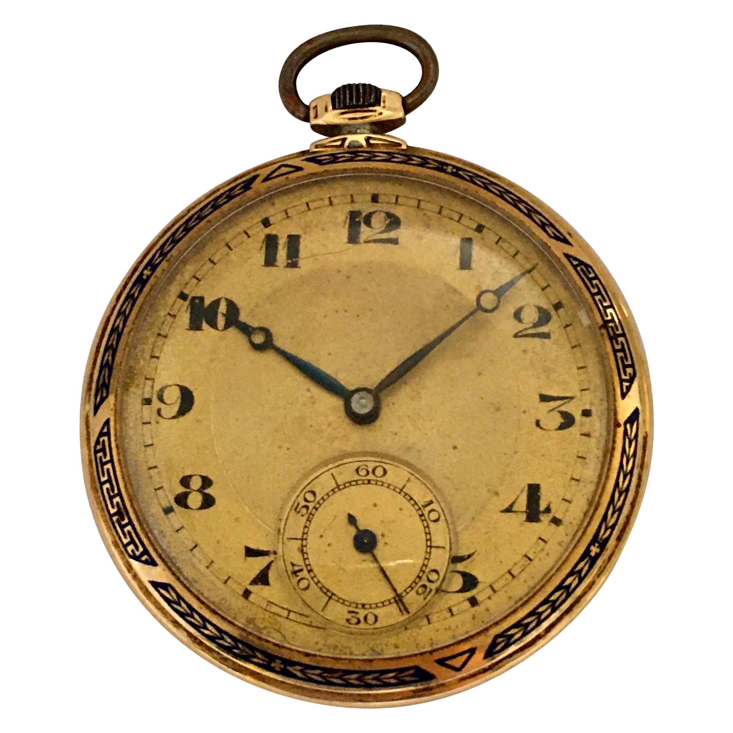 Antique 14 Karat Gold and Enamel Dress / Pocket Watch For Sale